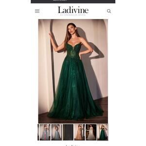 Emerald Green Beaded top w corset back sparkle skirt Formal Sz 12